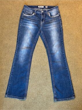 Women’s Chrome Western Blue Denim Jeans Bootcut Flare Leg Pants Size 29 Cowgirl